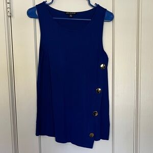 Royal Blue Tank Top with Gold Buttons size M
